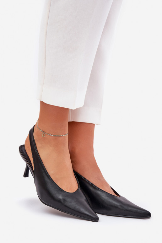 augstpapēžu kurpes Apavi ar spicu purngalu Eko Āda melnas krāsas Aricandia