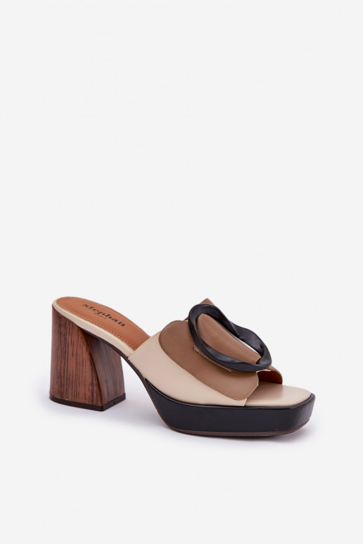 sieviešu čības Ieslēgts SłupkoInym Obcasie ar sprādzēm smilšu krāsas Amuria