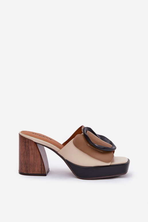 sieviešu čības Ieslēgts SłupkoInym Obcasie ar sprādzēm smilšu krāsas Amuria