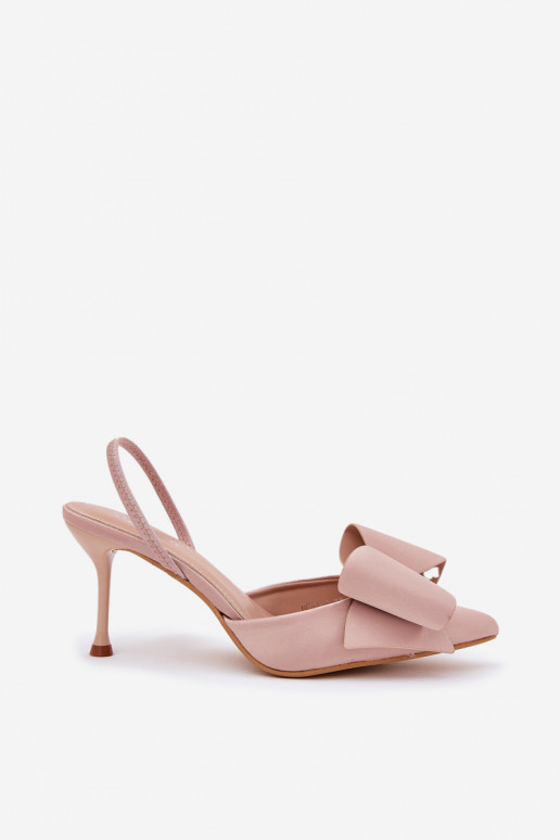 augstpapēžu kurpes Z Odkrytymi Piętami I Kokardką smilšu krāsas Eklevia