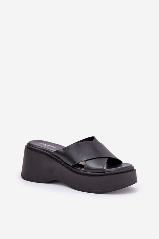 sieviešu čības ar platformu I Koturnie melnas krāsas Nelithraea