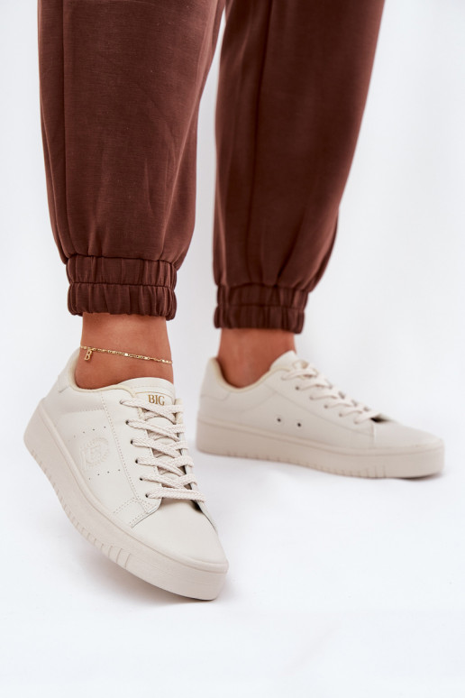 Zems sieviešu puszābaki no eko ādas Big Star NN274578 smilšu krāsas Zems sieviešu puszābaki no eko ādas Big Star NN274578 smilšu krāsas