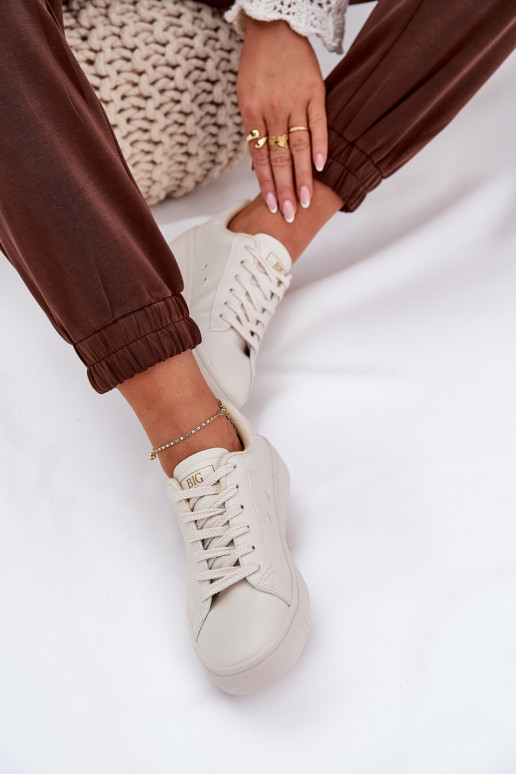 Zems sieviešu puszābaki no eko ādas Big Star NN274578 smilšu krāsas Zems sieviešu puszābaki no eko ādas Big Star NN274578 smilšu krāsas