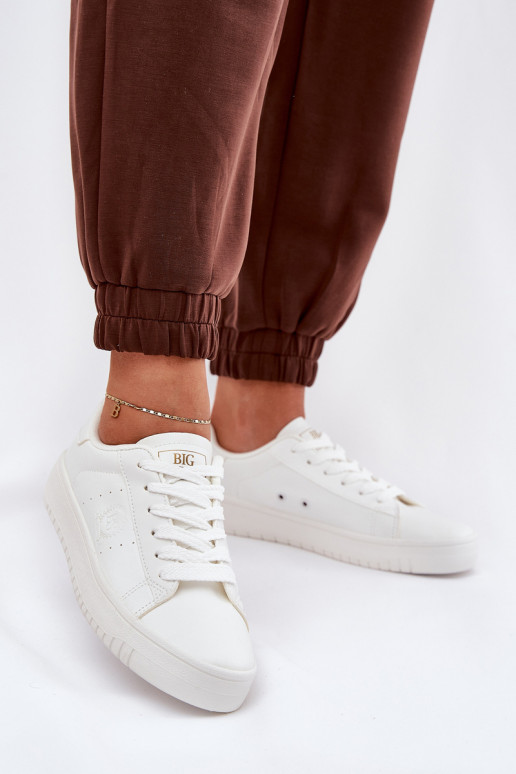 Zems sieviešu puszābaki no eko ādas Big Star NN274577 baltas krāsas Zems sieviešu puszābaki no eko ādas Big Star NN274577 baltas krāsas