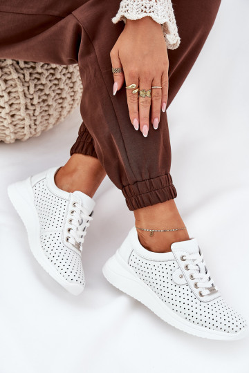 Sieviešu Āda sporta apavi Vinceza 79532 baltas krāsas