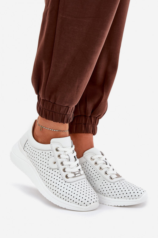 Sieviešu Āda sporta apavi Vinceza 79532 baltas krāsas