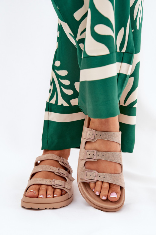 sieviešu čības Ar svītrām I ar sprādzēmmi smilšu krāsas Uliri sieviešu čības Ar svītrām I ar sprādzēmmi smilšu krāsas Uliri