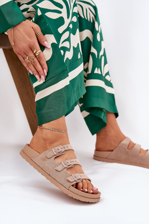 sieviešu čības Ar svītrām I ar sprādzēmmi smilšu krāsas Uliri sieviešu čības Ar svītrām I ar sprādzēmmi smilšu krāsas Uliri