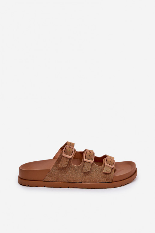 sieviešu čības Ar svītrām I ar sprādzēmmi brūnas krāsas Uliri