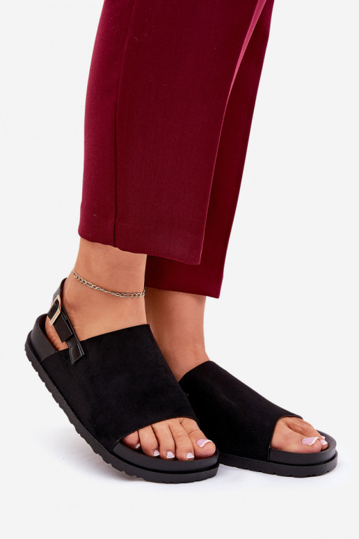 Sieviešu basenes Z Eko zamšādau ar platformu melnas krāsas Migola