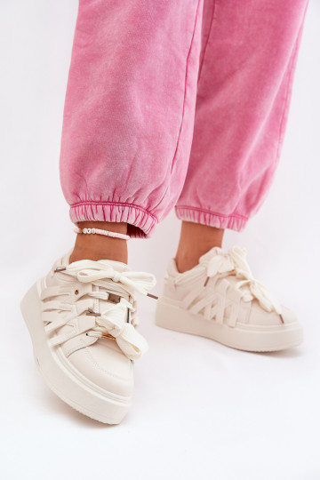 Eko Āda Sneakers modeļa apavi ar platformu smilšu krāsas Penolle 2