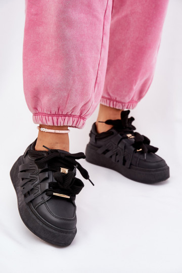 Eko Āda Sneakers modeļa apavi ar platformu melnas krāsas Penolle