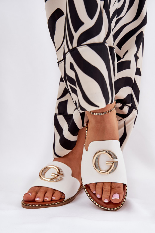 Eko Āda zempapēžu sieviešu čības Ar greznu Detalem baltas krāsas Frelie