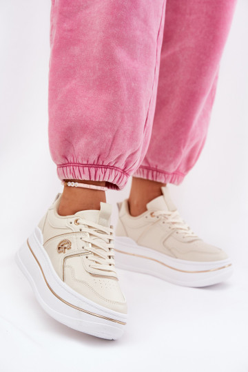 Sieviešu sporta apavi ar platformu smilšu krāsas Caldeno