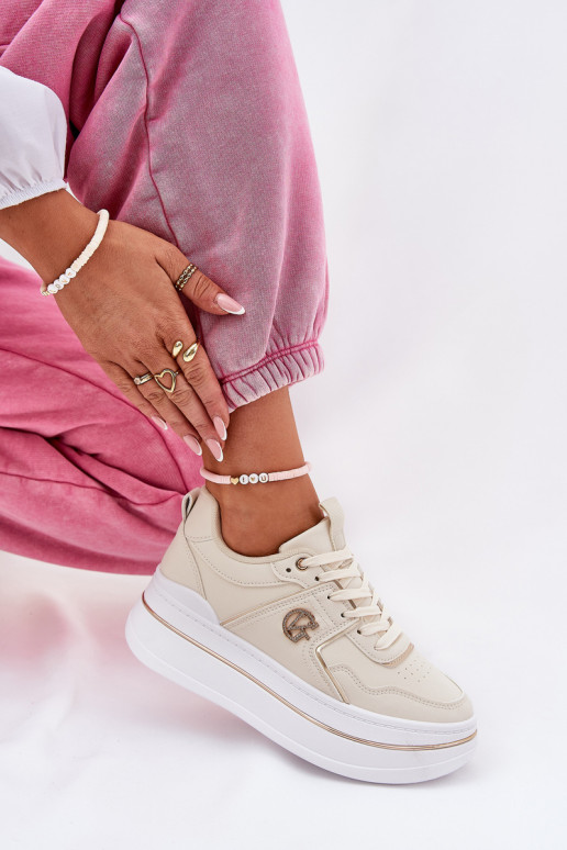 Sieviešu sporta apavi ar platformu smilšu krāsas Caldeno