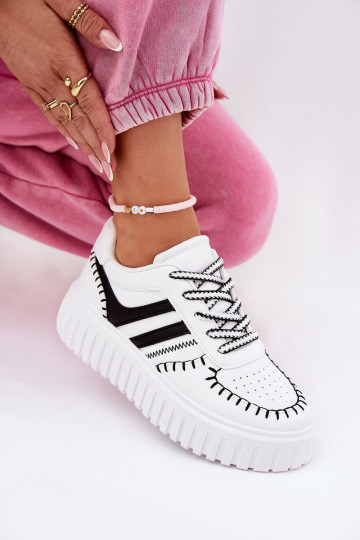 Sneakers modeļa apavi Sieviešu ar platformu Baltas-melnas krāsas Ofenale