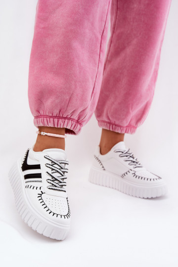 Sneakers modeļa apavi Sieviešu ar platformu Baltas-melnas krāsas Ofenale 2
