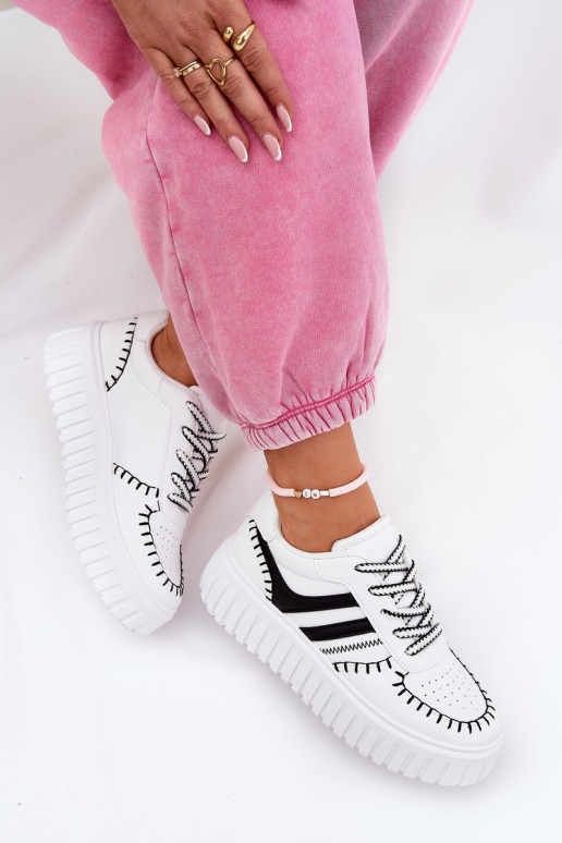 Sneakers modeļa apavi Sieviešu ar platformu Baltas-melnas krāsas Ofenale