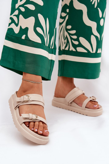 sieviešu čības ar platformu Ze Zelta krāsasmi ar sprādzēmmi smilšu krāsas INernone