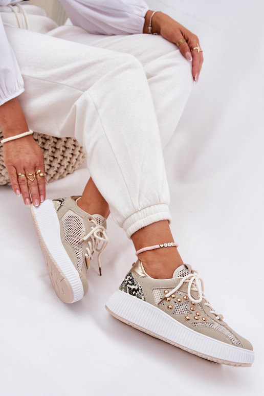 sporta apavi Sieviešu ar tīkliņu Un kniedes smilšu krāsas Ogalda