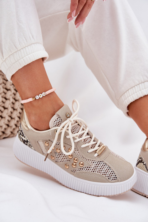 sporta apavi Sieviešu ar tīkliņu Un kniedes smilšu krāsas Ogalda