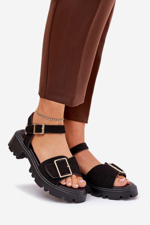 Eko Zamšādas basenes ar sprādzēm melnas krāsas Gofielle