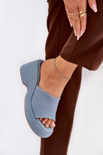 Auduma sieviešu čības ar platformu I Koturnie Džinsa auduma Afisal 2