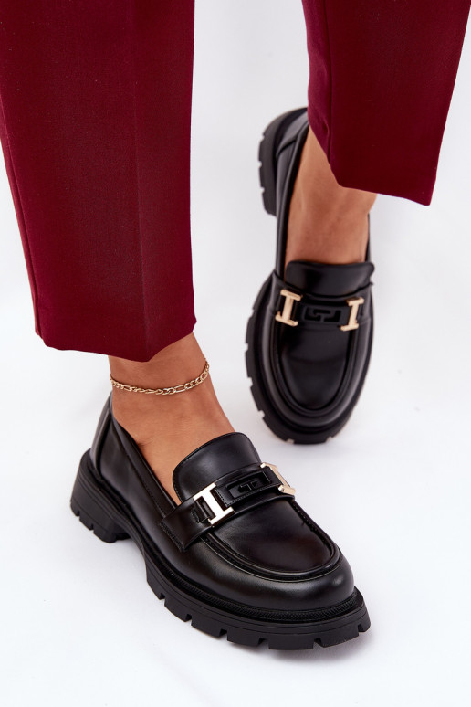 sieviešu mokasīni no eko ādas melnas krāsas Lomnela