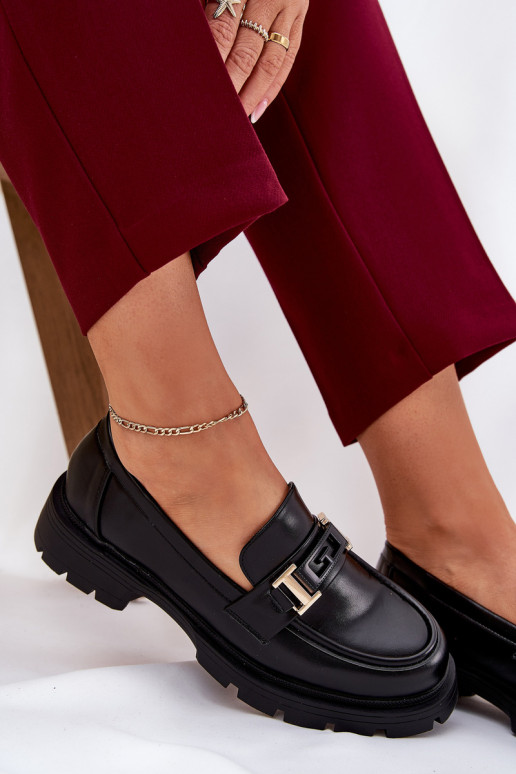 sieviešu mokasīni no eko ādas melnas krāsas Lomnela