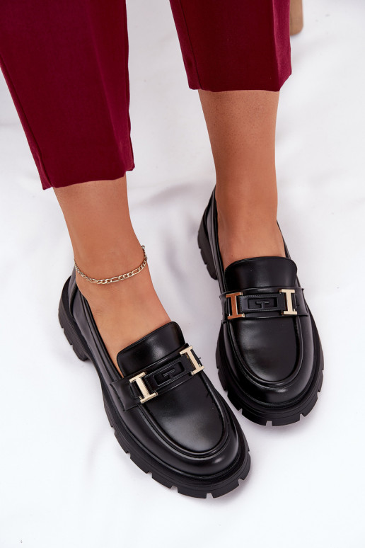 sieviešu mokasīni no eko ādas melnas krāsas Lomnela