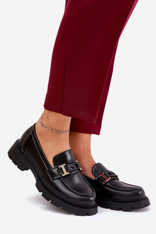 sieviešu mokasīni no eko ādas melnas krāsas Lomnela