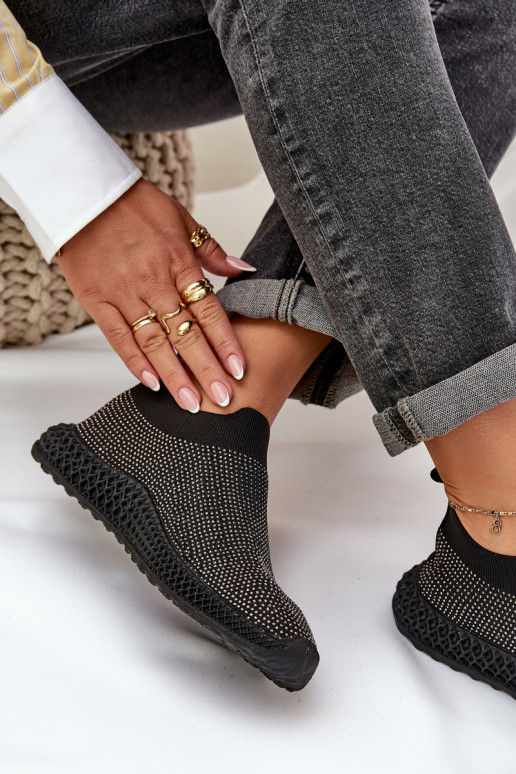 Paslīdēt uz sporta apavi Sieviešu Ar Dekorāciju D&A TIN121 melnas krāsas