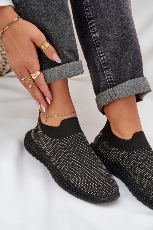 Paslīdēt uz sporta apavi Sieviešu Ar Dekorāciju D&A TIN121 melnas krāsas