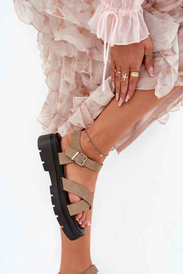 Sieviešu basenes ar platformu no eko ādas Haki krāsas Gevinniser 2