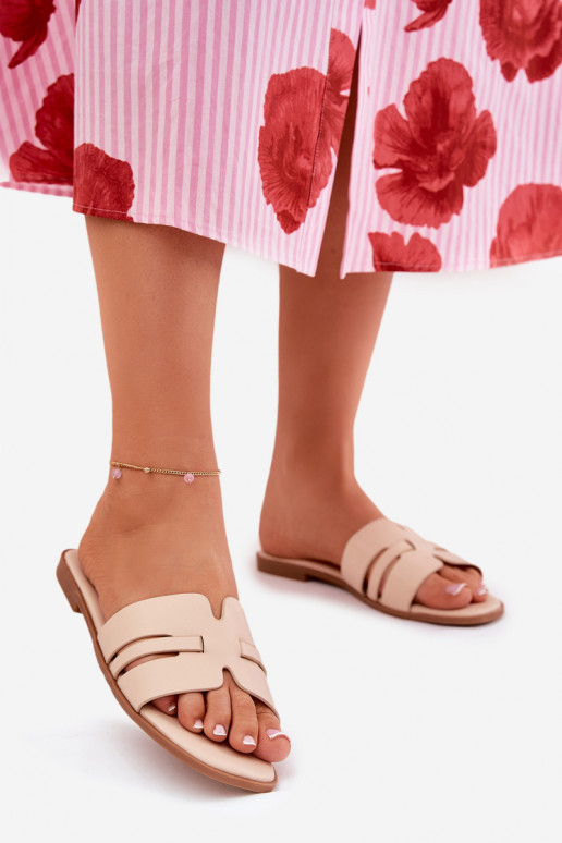 sieviešu čības ar platiem papēžiem Ar izgriezumiem Eko Āda smilšu krāsas Ecapus