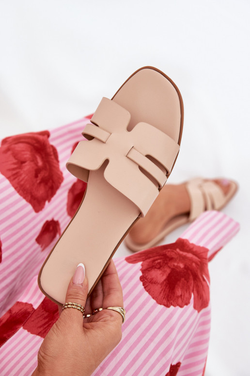 sieviešu čības ar platiem papēžiem Ar izgriezumiem Eko Āda smilšu krāsas Ecapus