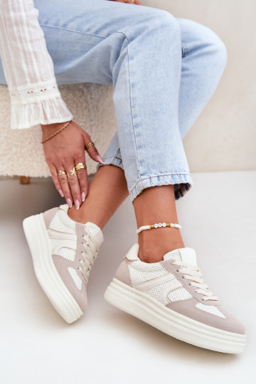 Sneakers modeļa apavi Sieviešu ar platformu smilšu krāsas Lesida