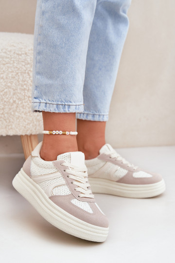 Sneakers modeļa apavi Sieviešu ar platformu smilšu krāsas Lesida 2