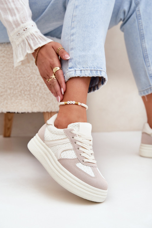 Sneakers modeļa apavi Sieviešu ar platformu smilšu krāsas Lesida Sneakers modeļa apavi Sieviešu ar platformu smilšu krāsas Lesida