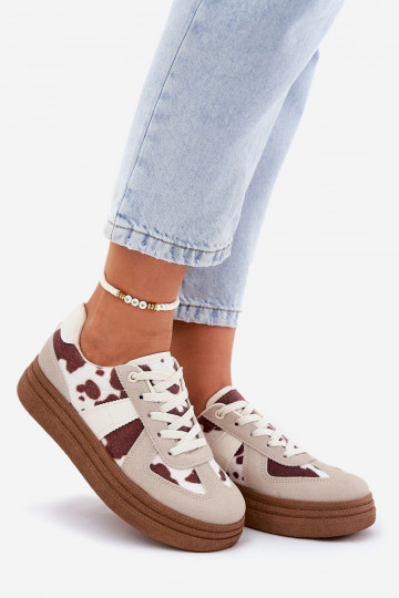 Sieviešu Sneakers modeļa apavi ar platformu IN Łaty smilšu krāsā Lincidi