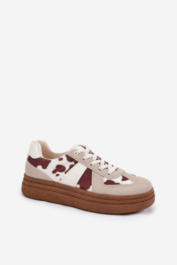 Sieviešu Sneakers modeļa apavi ar platformu IN Łaty smilšu krāsā Lincidi 2