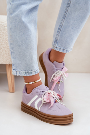 Sneakers modeļa apavi Sieviešu ar platformu Ar rotājumiem Violeta krāsa Vinness 2