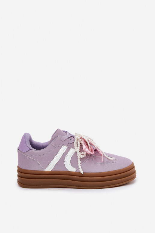 Sneakers modeļa apavi Sieviešu ar platformu Ar rotājumiem Violeta krāsa Vinness Sneakers modeļa apavi Sieviešu ar platformu Ar rotājumiem Violeta krāsa Vinness
