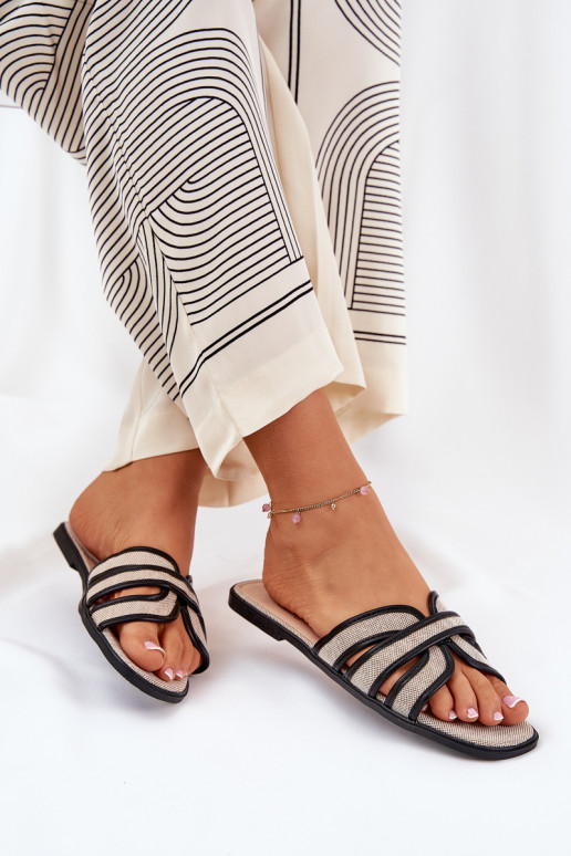 Klasiska modeļa Čības Sieviešu dzīvoklis smilšu krāsas-melnas krāsas Scazze