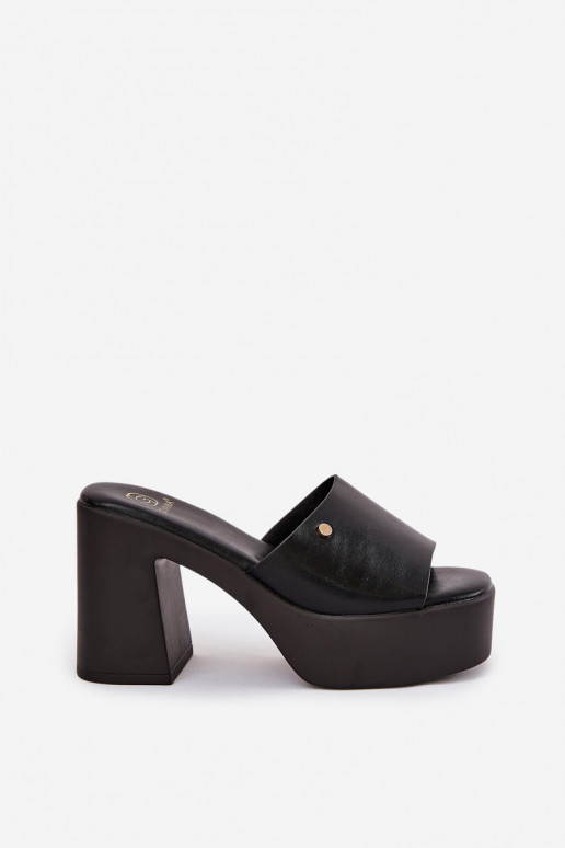Sieviešu Čības no eko ādas ar papēdi Un platforma melnas krāsas Tamirella