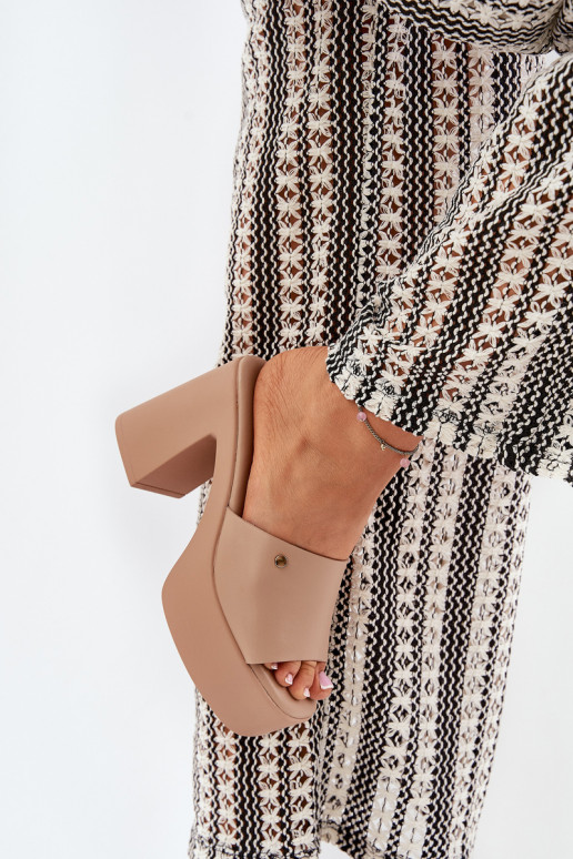 Sieviešu Čības no eko ādas ar papēdi Un platforma Haki krāsas Tamirella