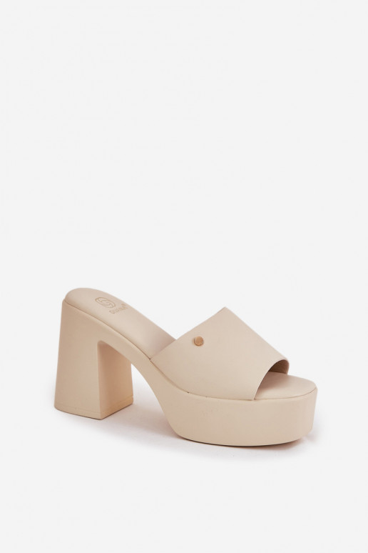 Sieviešu Čības no eko ādas ar papēdi Un platforma Ziloņkaula krāsas Tamirella