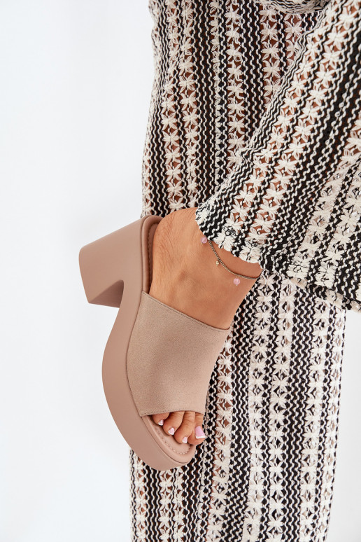 sieviešu čības ar papēdi Un platforma Haki krāsas Omeisa