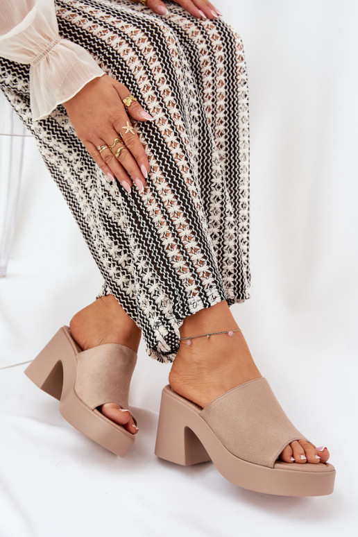 sieviešu čības ar papēdi Un platforma Haki krāsas Omeisa