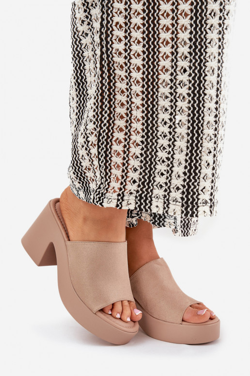 sieviešu čības ar papēdi Un platforma Haki krāsas Omeisa